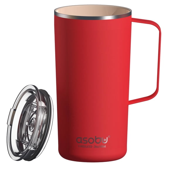 ASOBU NA-SM90R 20-Oz. Double-Wall-Insulated Stainless Steel Tower Mug (Red)