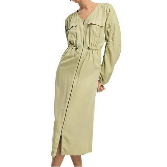 ASOS Deisgn Cupro Utility Midi Dress with Drawstring, Size 6