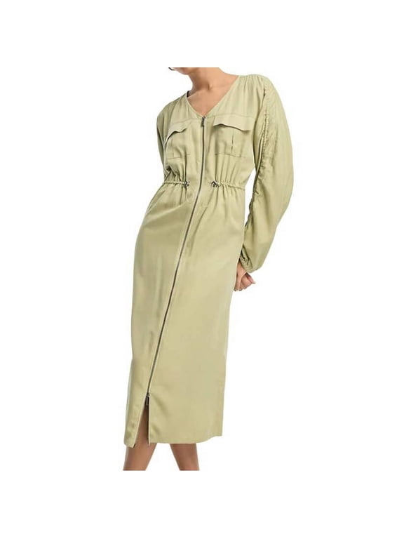 Deisgn Cupro Utility Midi Dress with Drawstring, Size 6