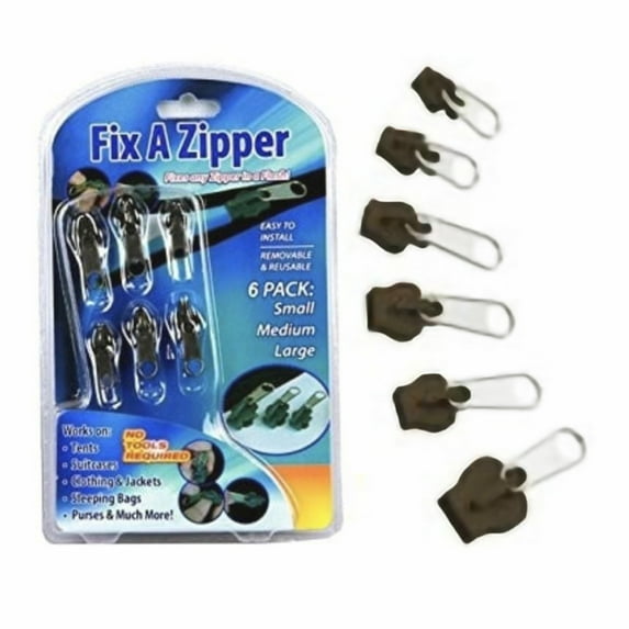 ASOTV - Split Zipper Tracks Broken Sliders Fixes Any Zipper Easy to Install 6 Zippers Metal - Brown