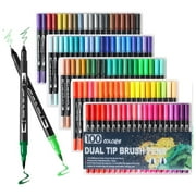 ASOVNXF Dual Coloring Markers Brush Pens, 100 Fine Point Art Markers,Coloring Markers for Adults Coloring Books No Bleeding, for Adult Book Cards Drawing Craft Kit Teacher Office Supplies