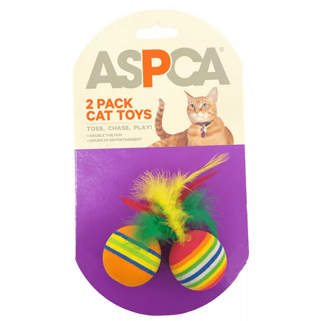 ASPCA 2 Pack Cat Toys Toss, Chase, Play! Balls with Feather