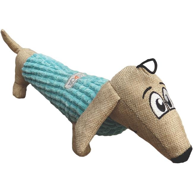 ASPCA Blue Burlap Pixel Dachshund Dog Toy