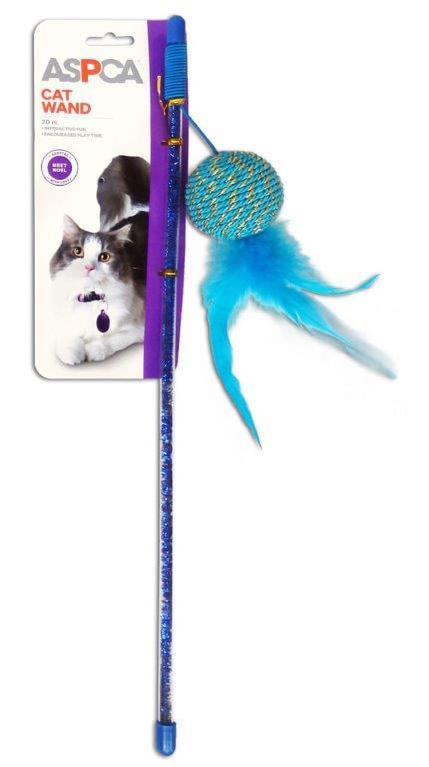 ASPCA Feather Rope Ball Wand Cat Toy, Blue