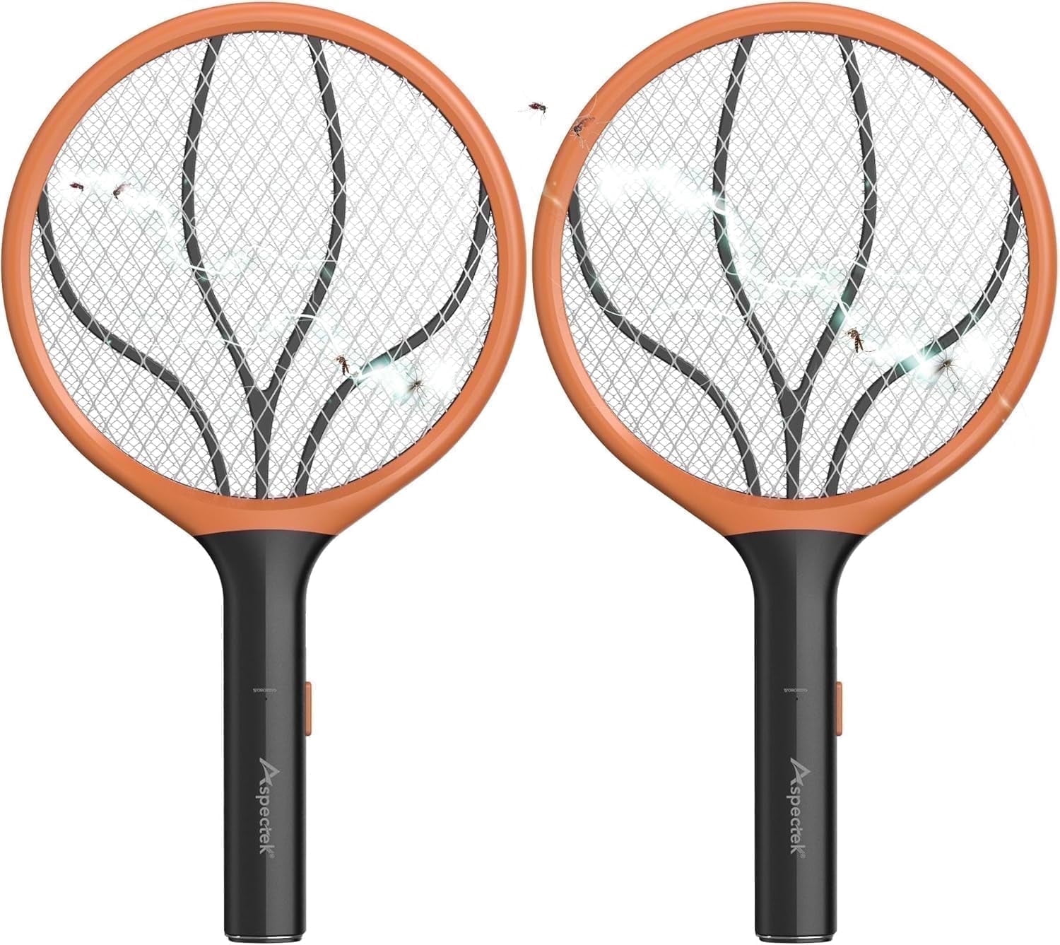 ASPECTEK 2-Pack Electric Fly Swatter, 3000V Bug Zapper and Mosquito Racket for Indoor and Outdoor Use, Handheld Insect and Mosquito Killer (2xAA Batteries Not Included)