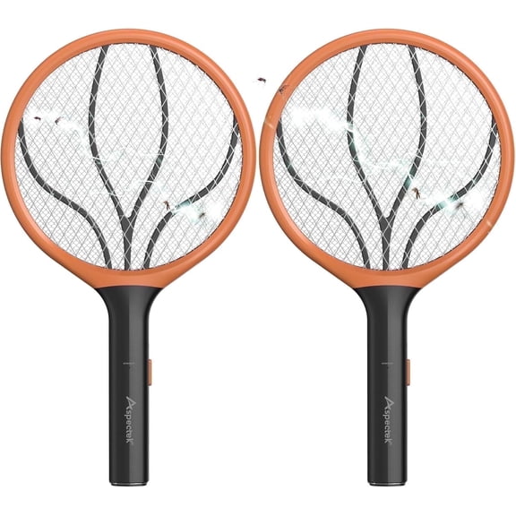 ASPECTEK 2-Pack Electric Fly Swatter, 3000V Bug Zapper and Mosquito Racket for Indoor and Outdoor Use, Handheld Insect and Mosquito Killer (2xAA Batteries Not Included)