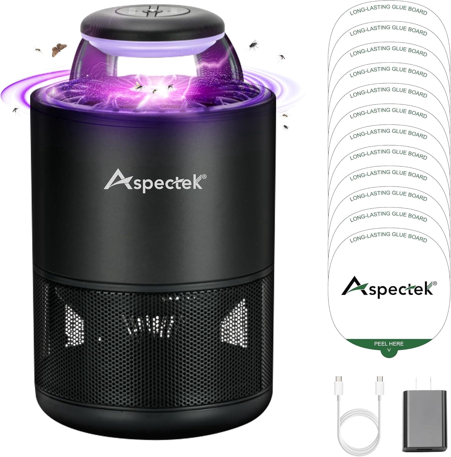 ASPECTEK Flying Inset Trap Indoor,Fly Trap with 12 Sticky Glue Boards, Non-Zap Traps for Kitchen Bedroom