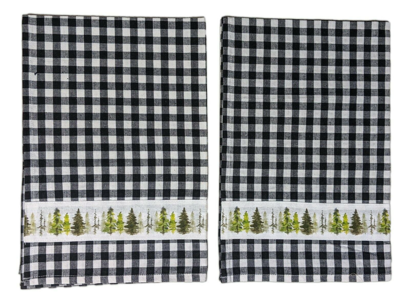 ASPEN HILL Black Check Kitchen Towels, Set of 2, The Country House 
