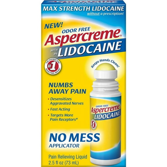 ASPERCREME Max Strength With 4% Lidocaine No Mess Applicator 2.5 oz (Pack of 2)