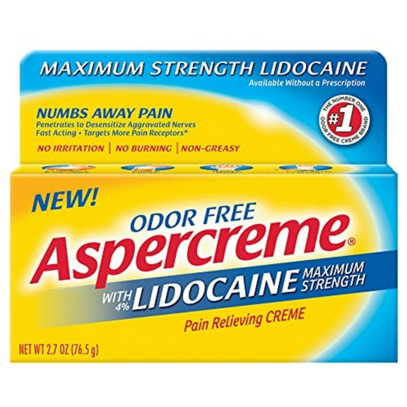 ASPERCREME Maximum Strength Lidocaine Pain Relieving Creme 2.7 oz (Pack of 4)