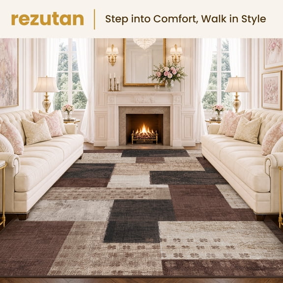 Tuzlier Area Rug 6x9 Modern Geometric Patchwork Carpet Non-Slip Area Rugs for Living Room Bedroom Dining Room Office