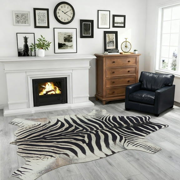 ASPILLOW Bedroom Area Rug, Non-Slip Durable Faux Cowhide Rug, Christmas Gift, 5 x 6.2ft