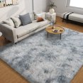 thumbnail image 1 of ASPILLOW Fluffy Area Rugs for Living Room, 4x6 Non Skid Shaggy Carpets for Bedroom, Dorms, Rooms, Home Decor,Tie-dye Silver Gray, 1 of 6