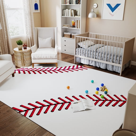 ASPILLOW Kids Baseball Rug,Fun Sport Rugs,Boys Girls Childrens Rug Balls for Bedroom Playroom,4x5ft