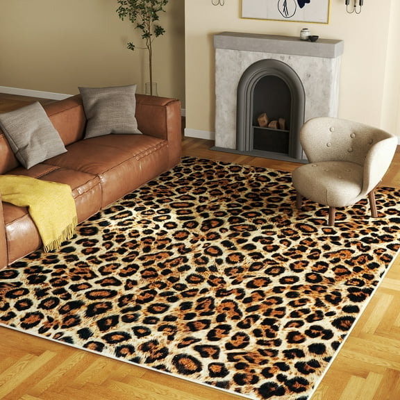 ASPILLOW Washable Rug,5x7 Soft Stain Resistant Non-slip Print Carpet for Living Room Dining Room Bedroom Den