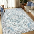 thumbnail image 1 of ASPILLOW Washable Rug for Living Room, 6x9 Bohemian Soft Non Shedding Low Pile Carpet for Dining Room Bedroom Den,Blue-gray, 1 of 7