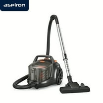 ASPINRON 3.7QT Lightweight Bagless Canister Vacuum Cleaner - Variable Speed, HEPA Filter, Auto Cord Rewind, 5 Accessories - Ideal for Hard Floors, Pets & Cars - Black/Orange