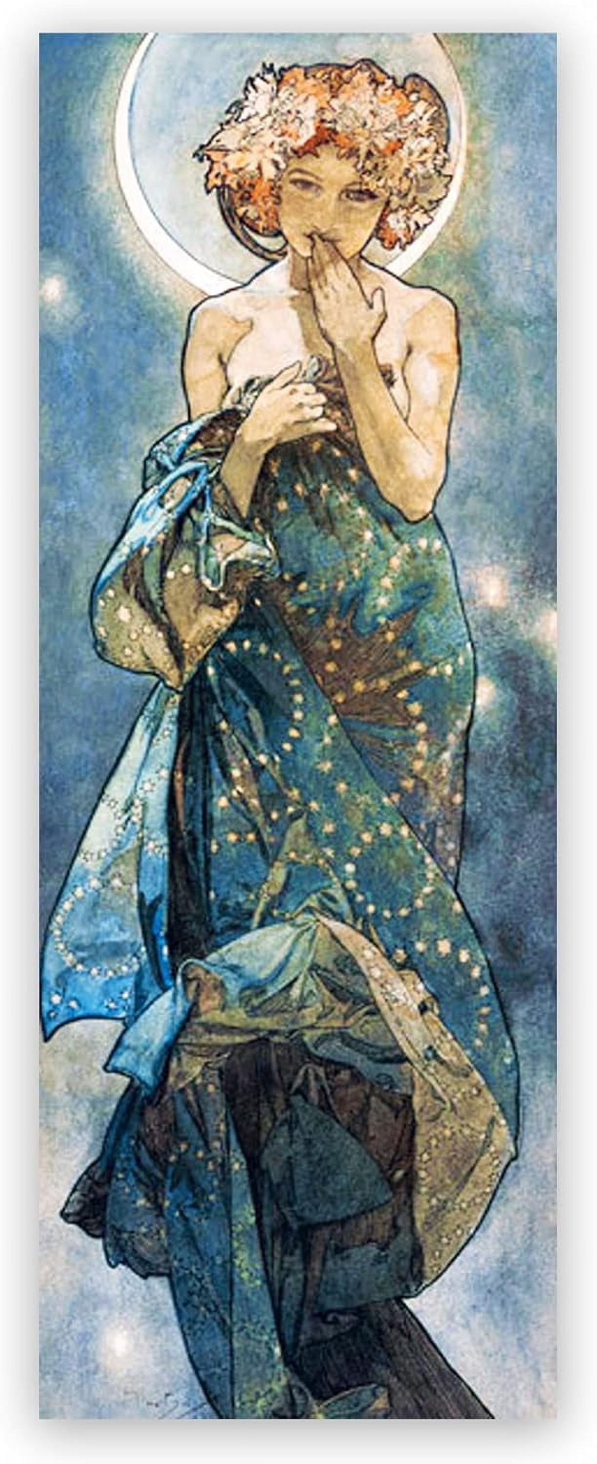 ASPORIC Alphonse Mucha Poster Print - Moon and Stars Decor - Vintage ...
