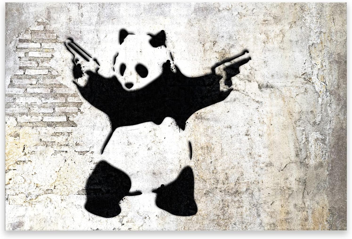 ASPORIC Banksy Wall Art Poster - Panda with Guns Canvas Print - Cool ...