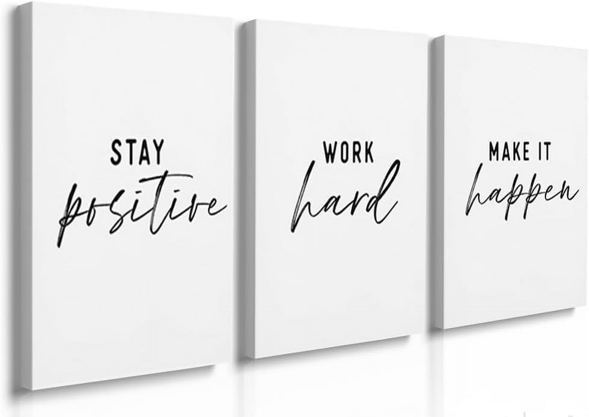 ASPORIC Black and White Inspirational Wall Art Stay Positive Work Hard ...