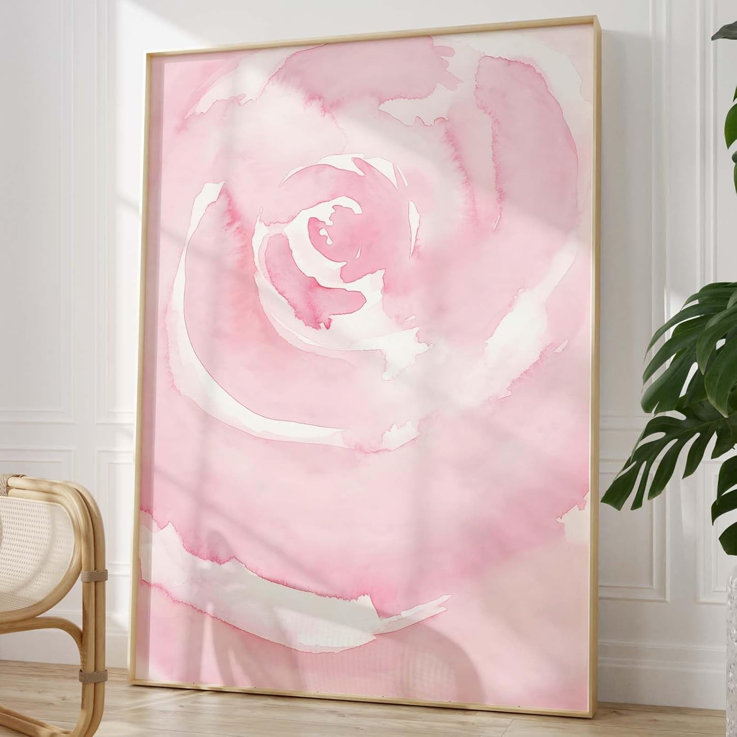 ASPORIC Blush Flower Wall Art Abstract Flower Watercolor Flower Prints ...