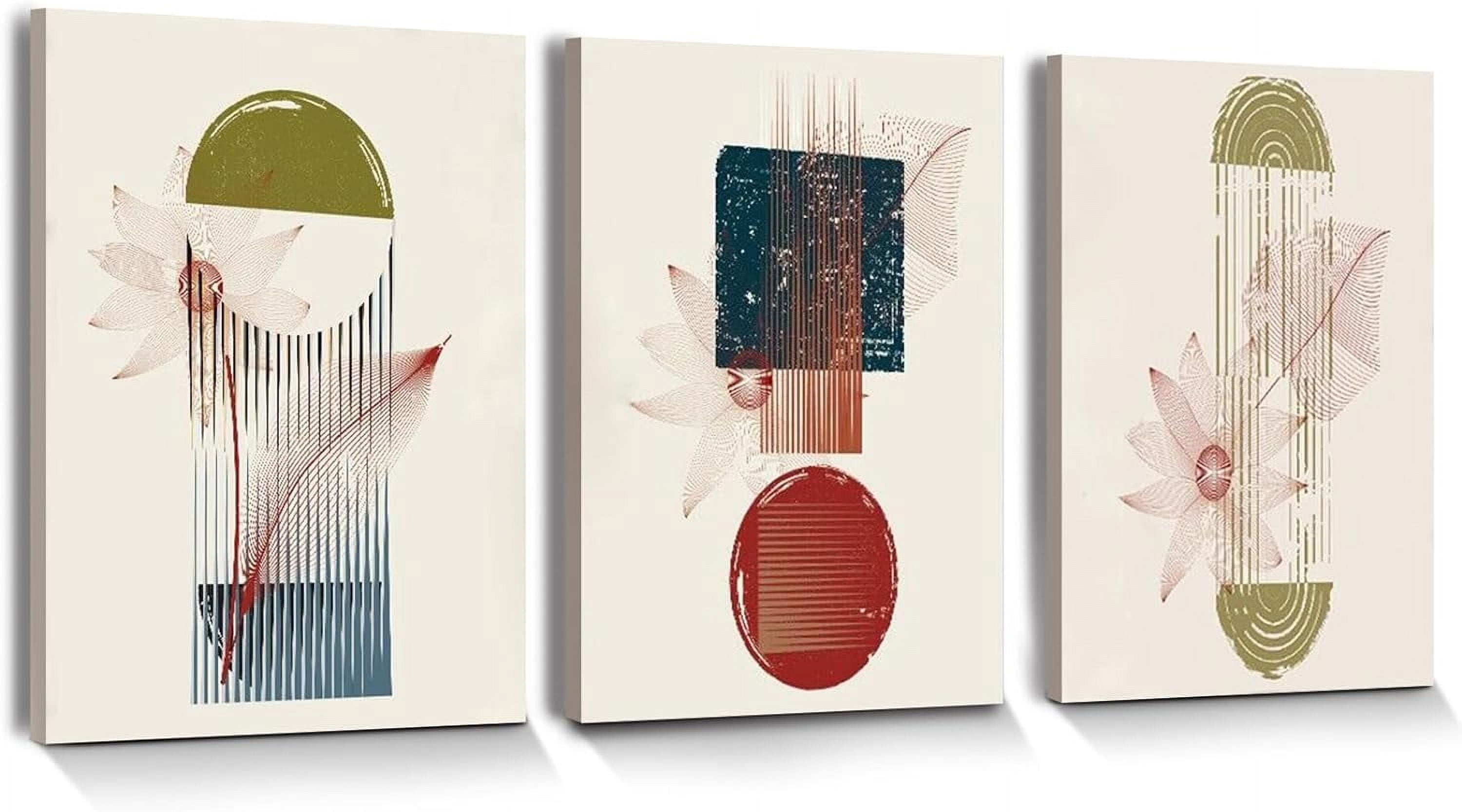 ASPORIC Boho Wall Art for Living Room, Abstract Geometric Shapes Canvas ...