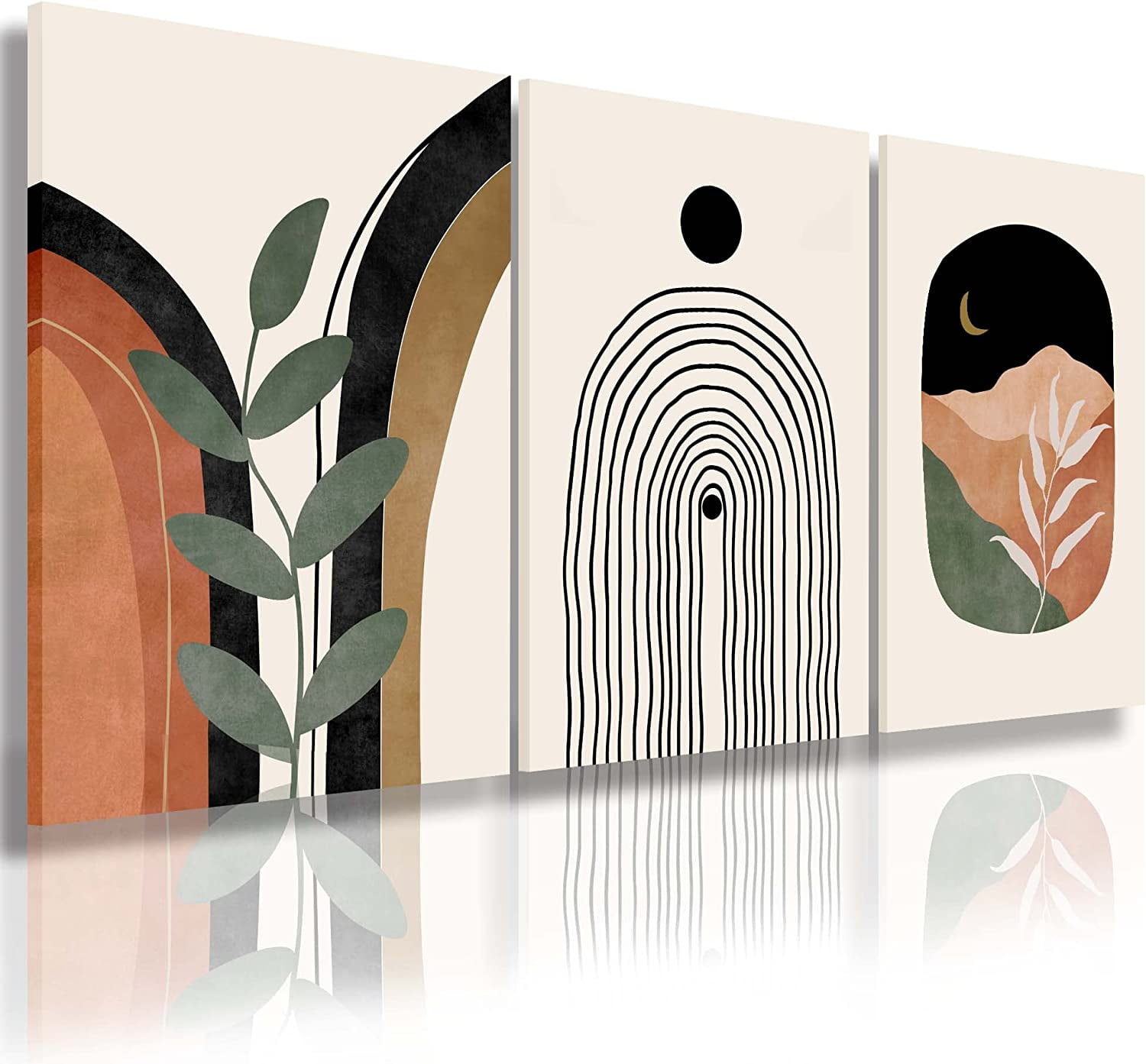 ASPORIC Boho Wall Art Prints Set of 3, Boho Wall Decor, Mid Century ...