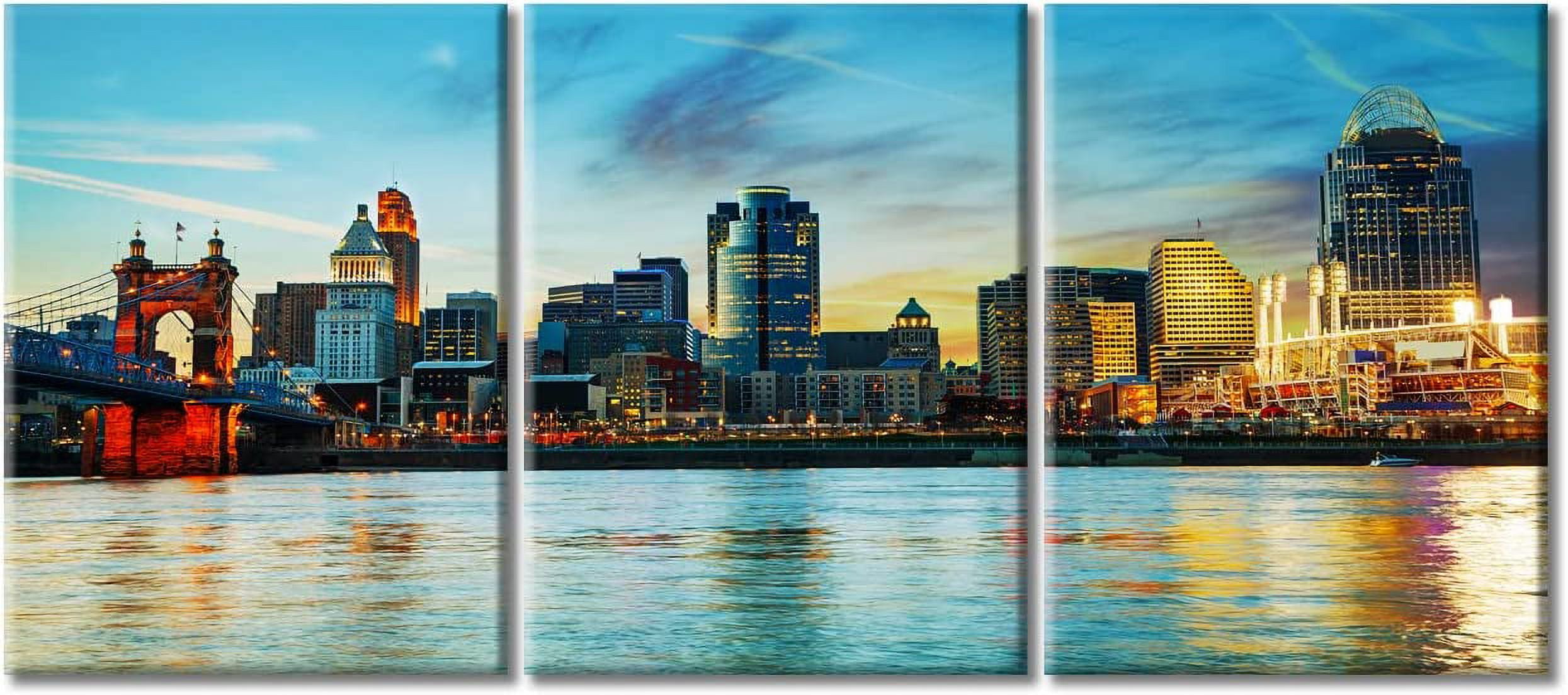 AABERIC Cincinnati City Canvas Wall Art American City in the Morning