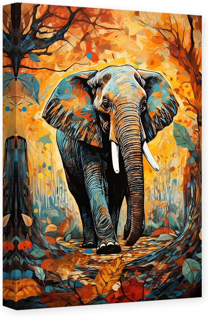 ASPORIC Elephant Canvas Wall Art Animal Painting Wall Decor African ...