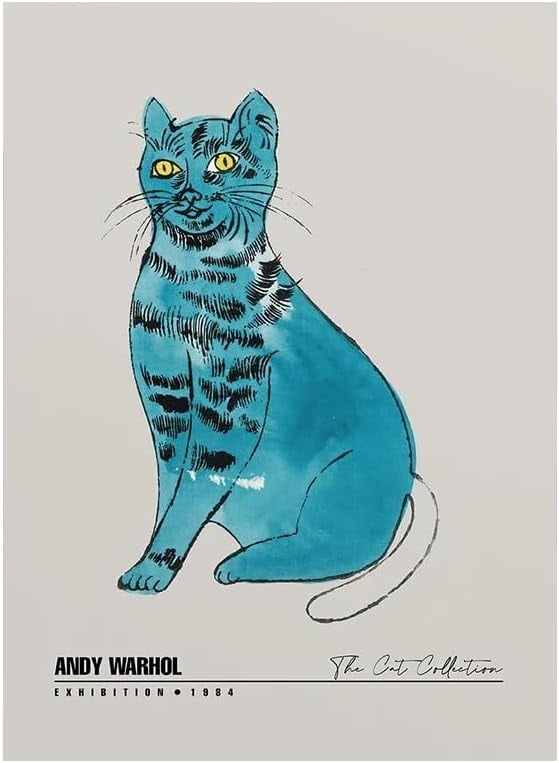 ASPORIC Funny Cute Blue Cat Posters Andy Warhol Wall Art Graffiti ...