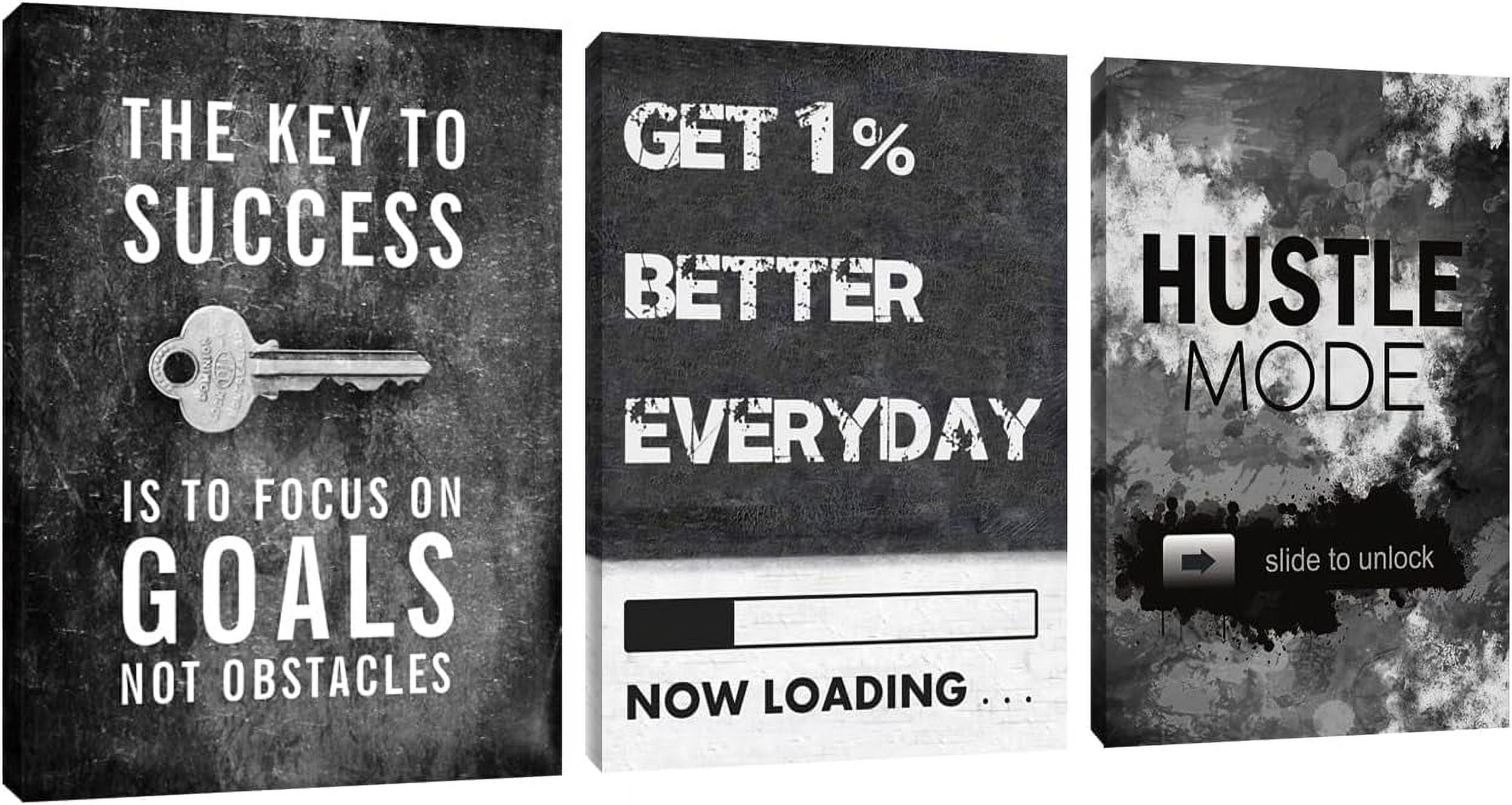 ASPORIC Large Black Inspirational Wall Art Motivational Wall Art 3 ...