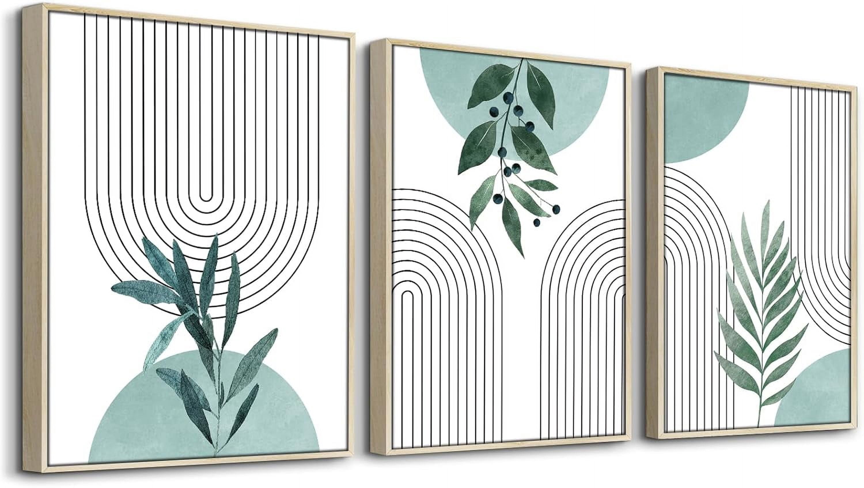 ASPORIC Sage Green Wall Art Framed, Botanical Boho Wall Decor for ...