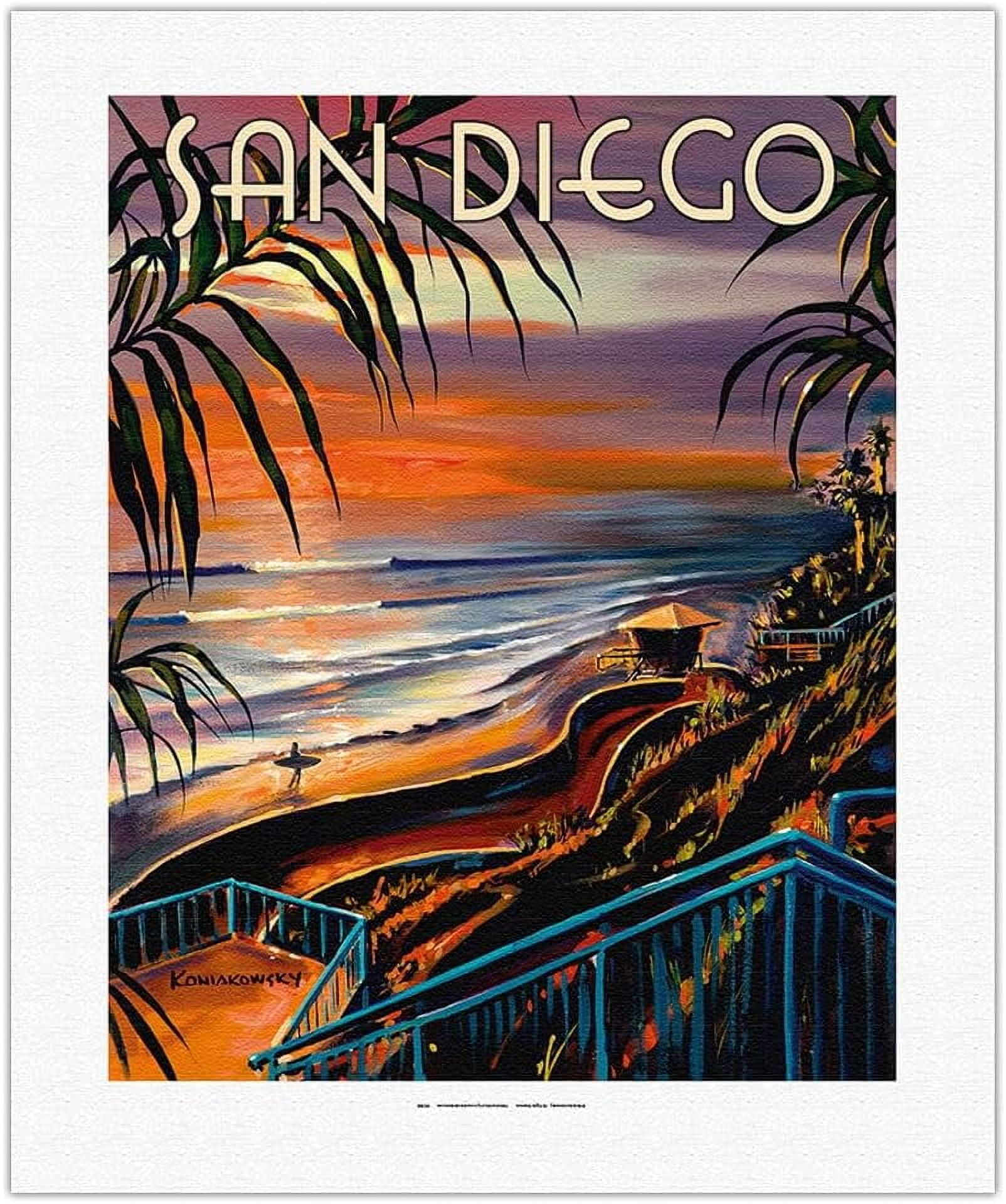 ASPORIC San Diego - California Sunset - Vintage Travel Poster by Wade ...