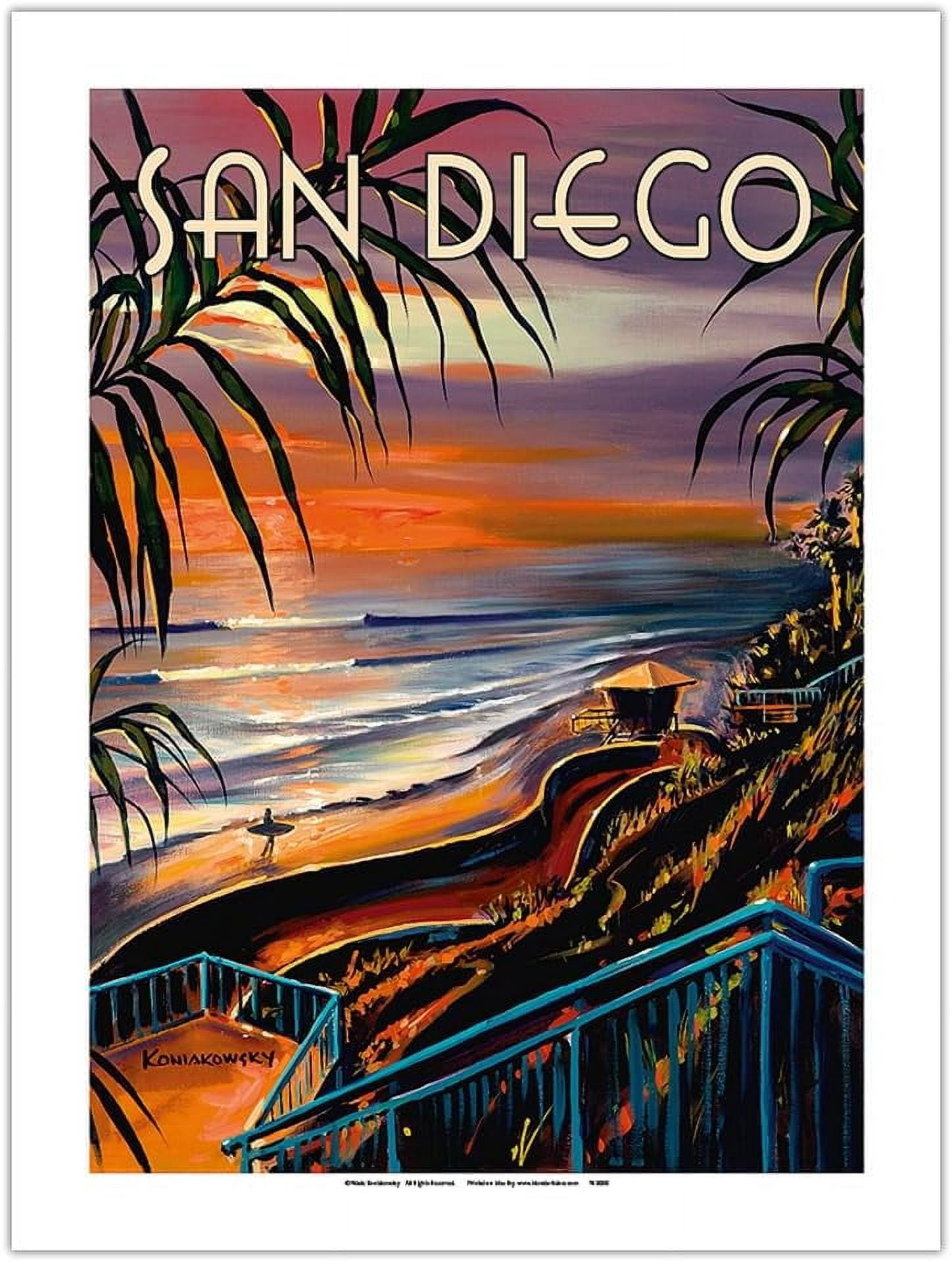 ASPORIC San Diego - California Sunset - Vintage Travel Poster by Wade ...