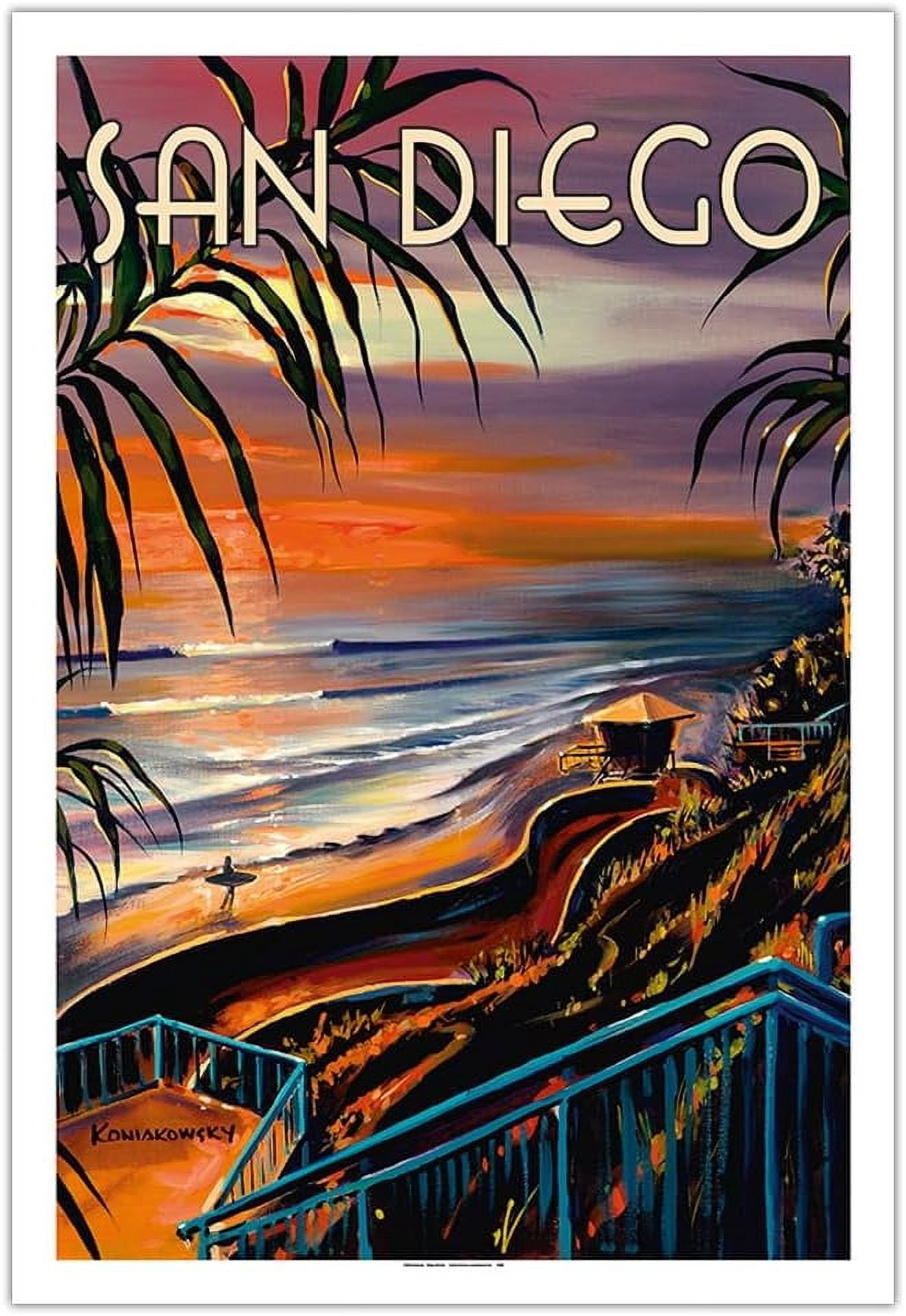 ASPORIC San Diego - California Sunset - Vintage Travel Poster by Wade ...