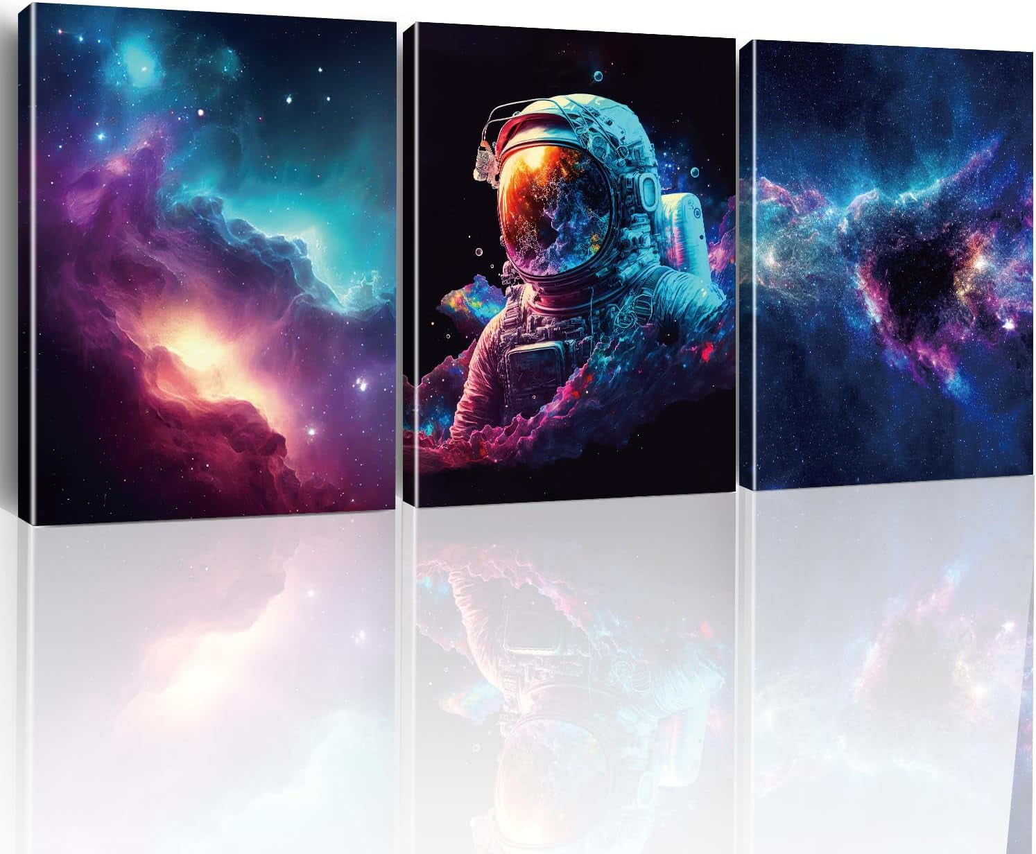 3-Piece Astronaut & Rocket Wall Art Set - Frameless 16x24 Inch Canvas Prints For Kids Room
