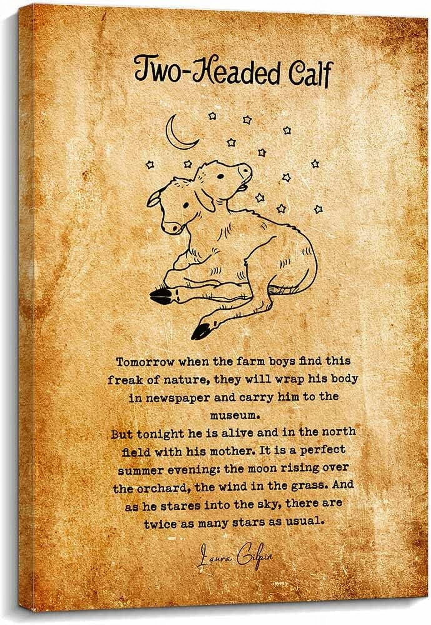ASPORIC Two Headed Calf Poem Wall Decor Laura Gilpin Quotes Wall Art Poetry Posters for Home