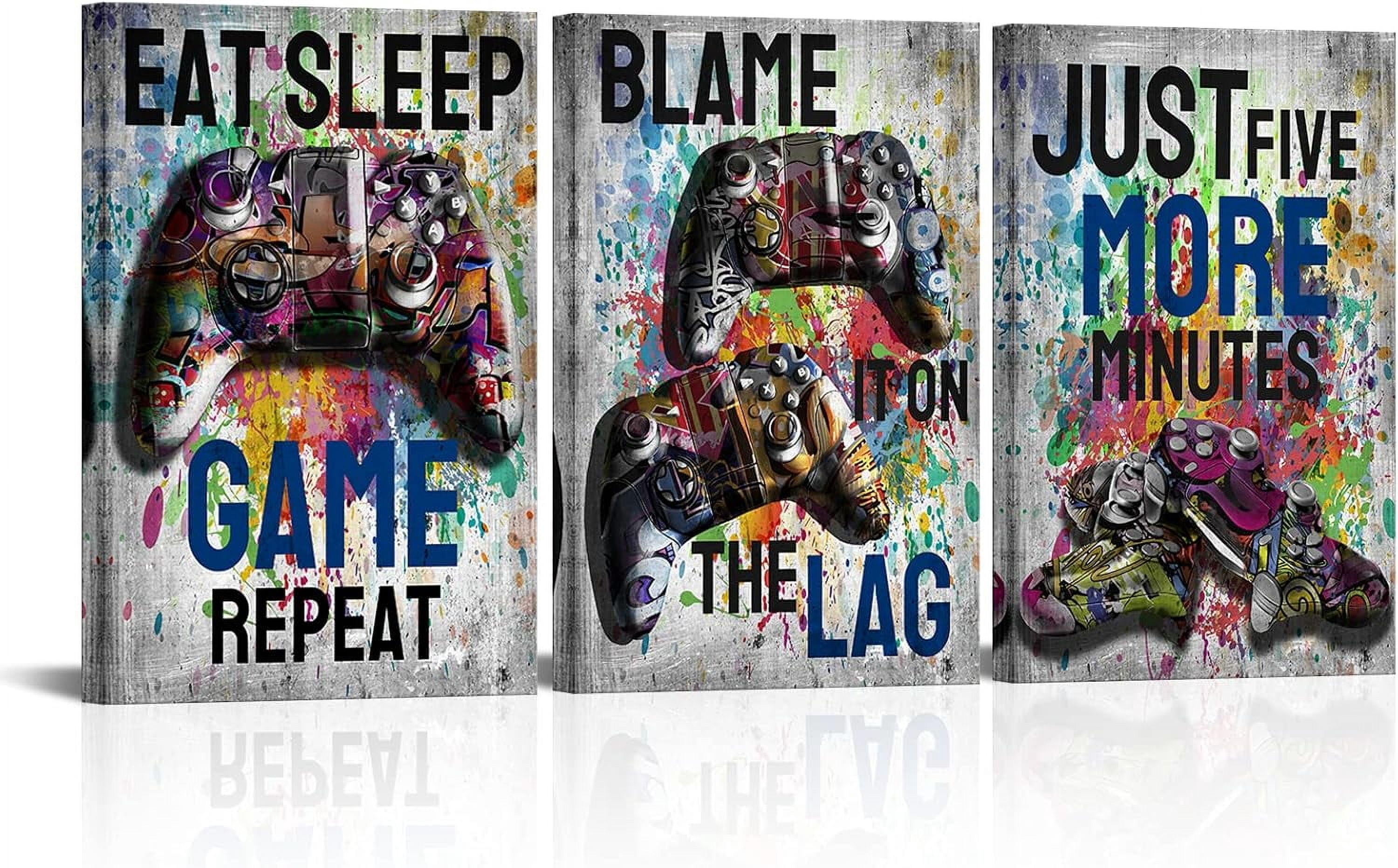 Asporic video game canvas wall art graffiti gamepad poster prints boys