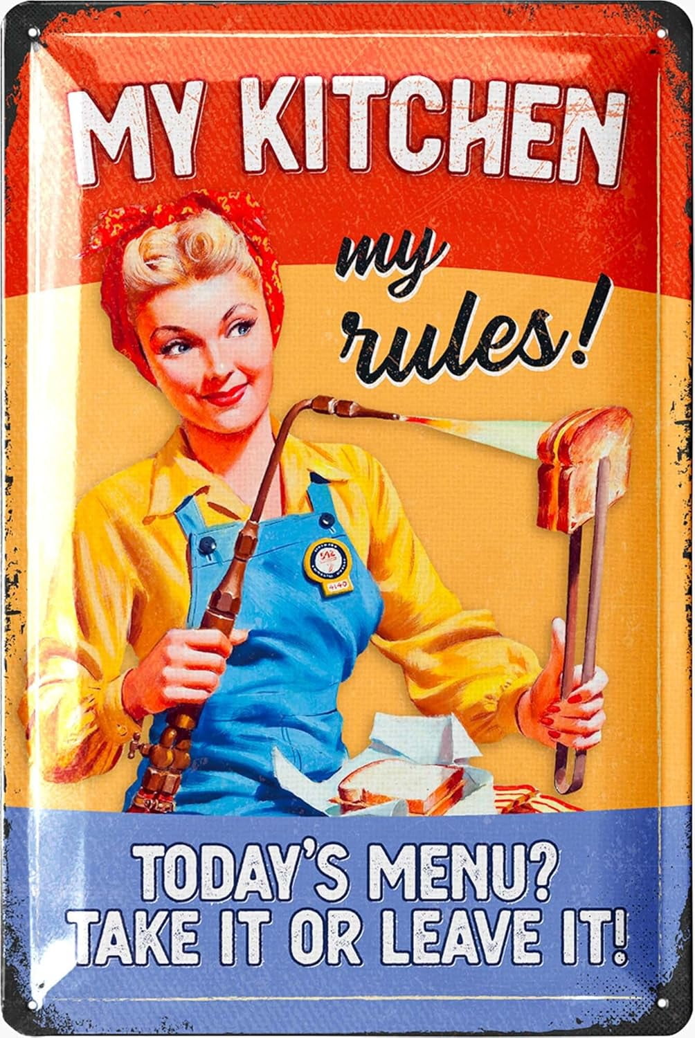 ASPORIC Vintage Tin Sign MY KITCHEN MY RULES, Retro Kitchen Decor ...