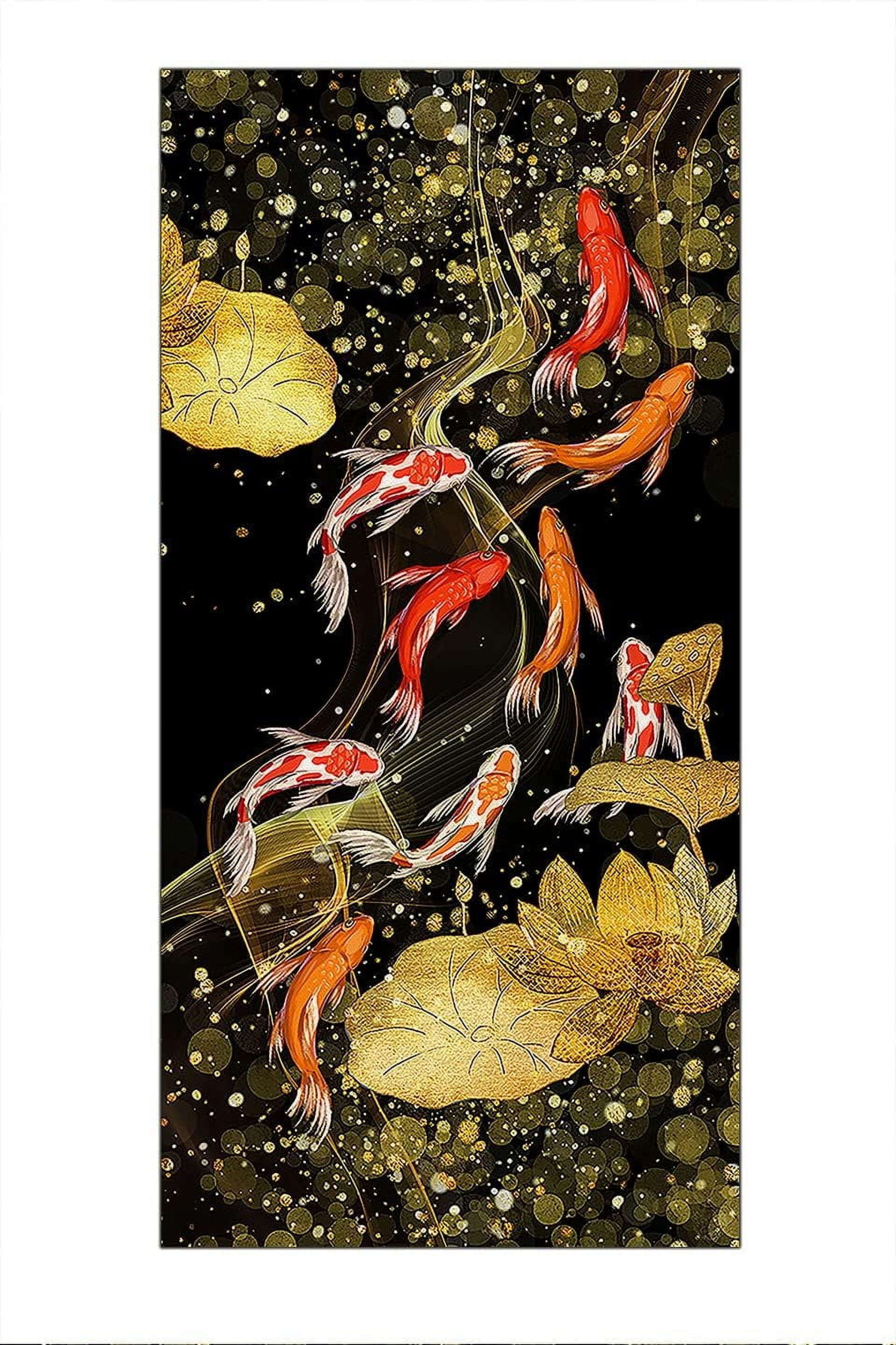 ASPORIC Wall-Posters-Aesthetic-Koi-Fish-Feng-Shui-Nine-Fish-Painting ...