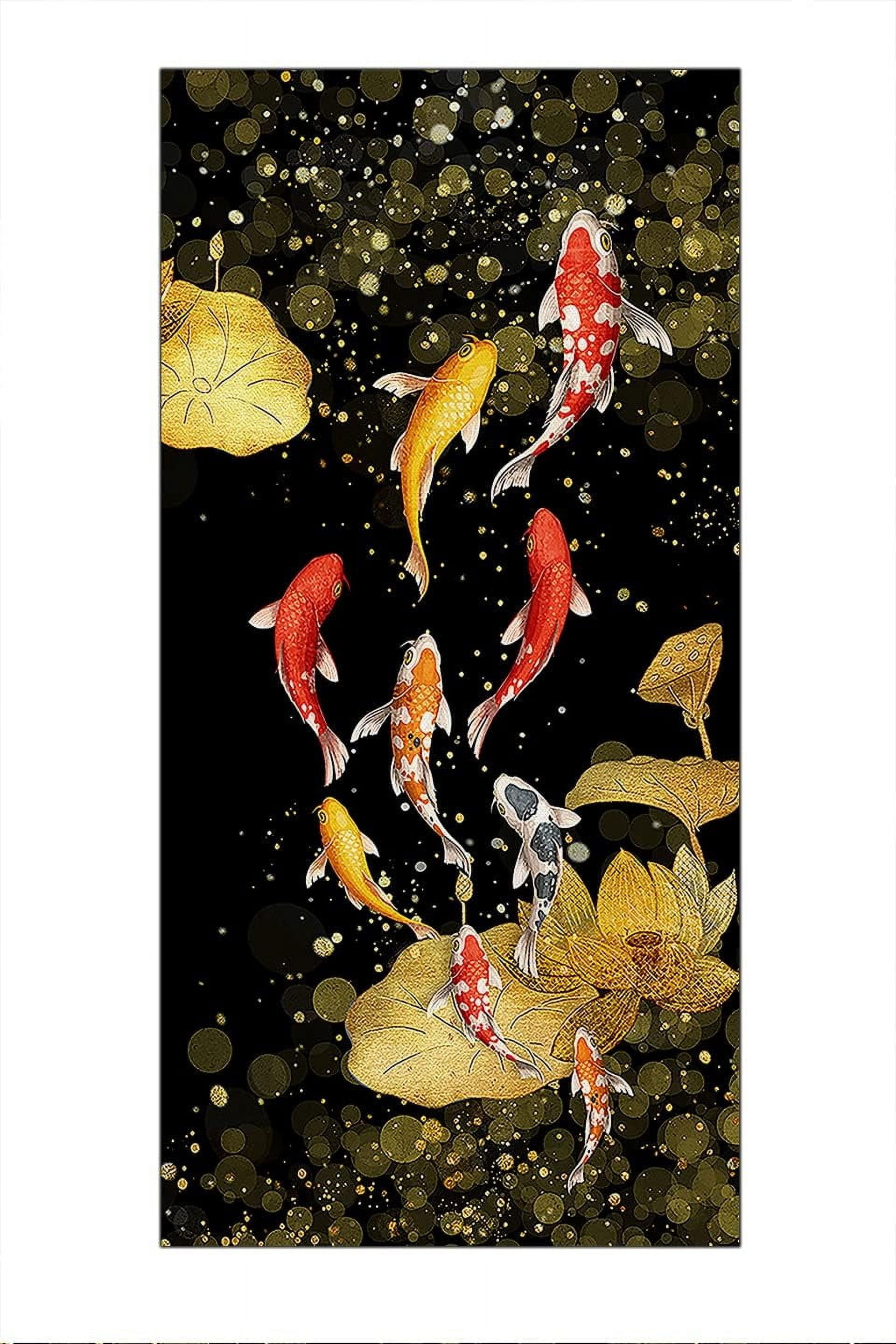 ASPORIC Wall-Posters-Aesthetic-Koi-Fish-Feng-Shui-Nine-Fish-Painting ...