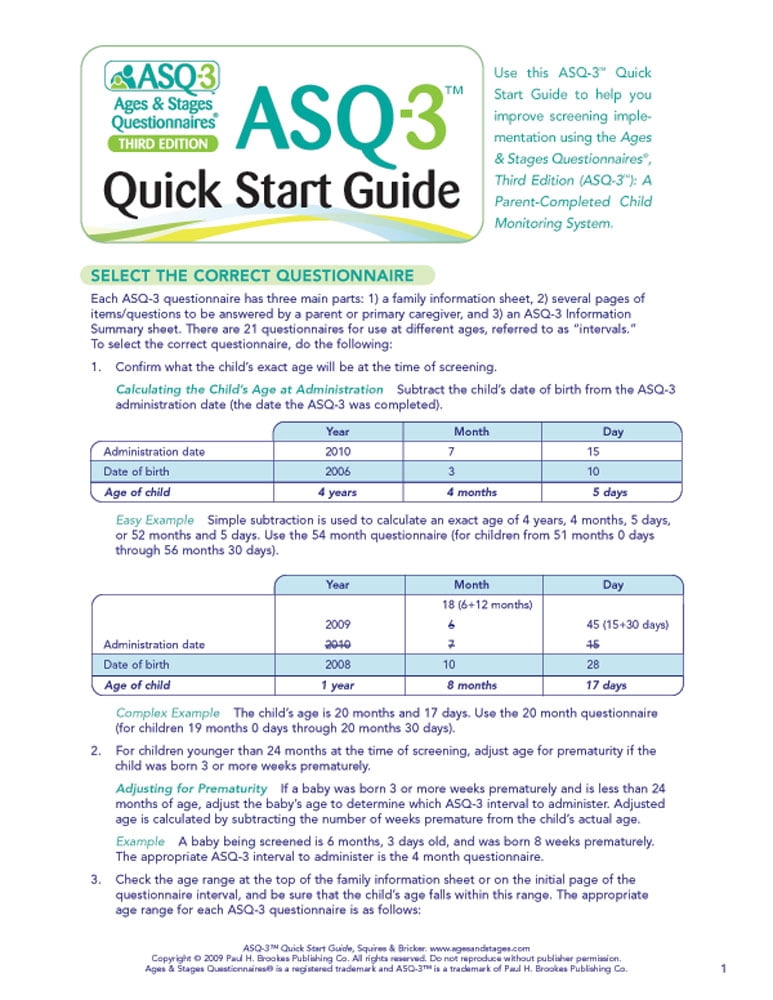 ASQ-3™ Quick Start Guide (Other) - Walmart.com