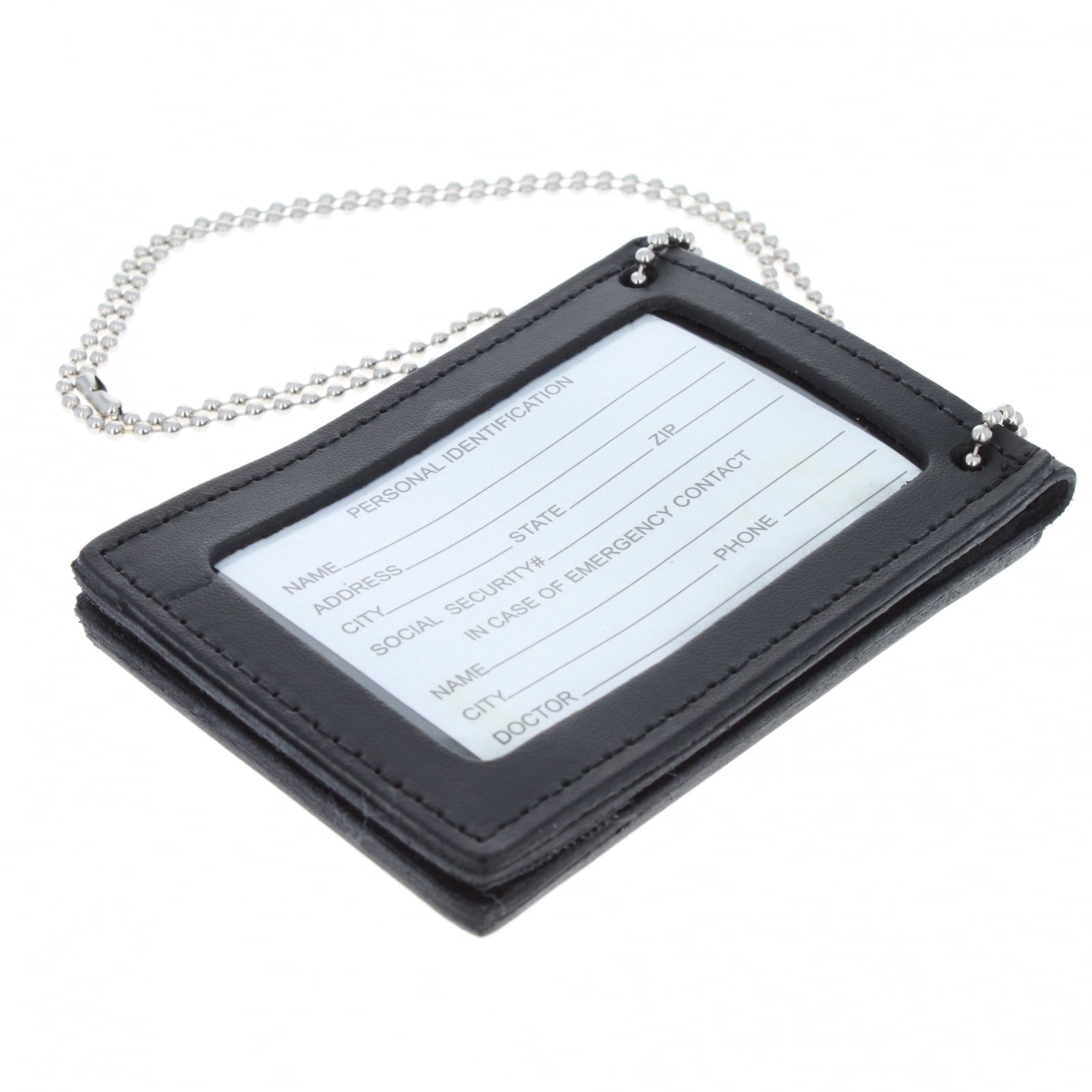  Badge Holder Anti-Theft Card Holder PU Leather RFID Blocking  ID Badge Cowhide Wallet Hardware Vertical Lanyard Necklace with Removable  Neck Straps, High-Definition Transparent Card Slot. Black : Office Products