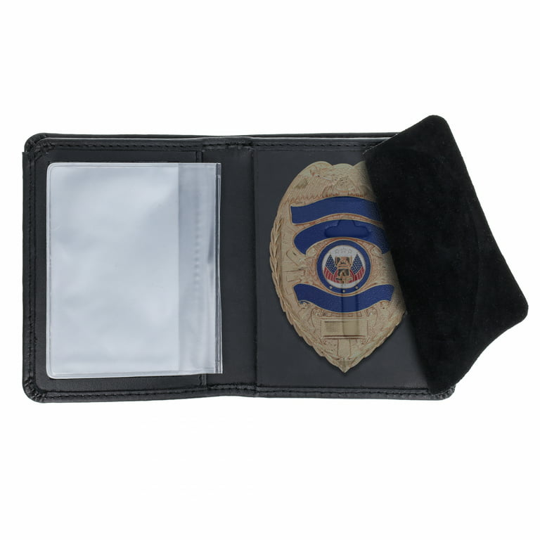 ASR Federal Bifold Leather Wallet ID Card and Police Badge Holder, Shield 