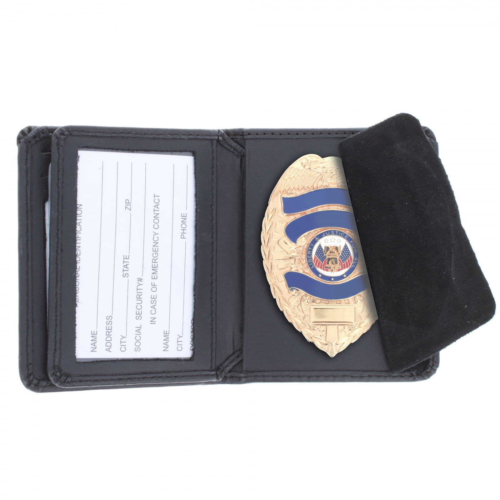 ASR Federal Black Leather Bifold RFID Wallet Police Badge Holder