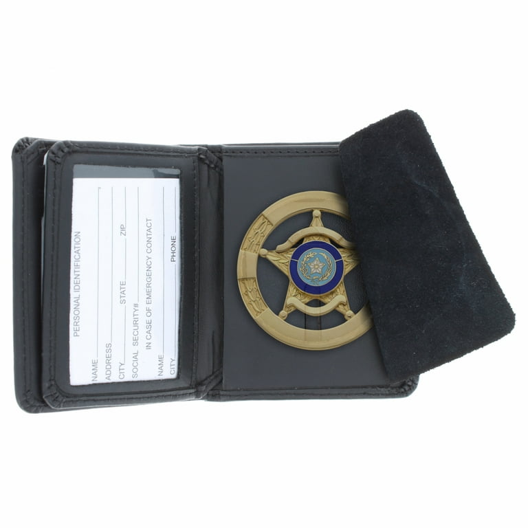 ASR Federal Black Leather Police Bifold RFID Wallet Badge Holder