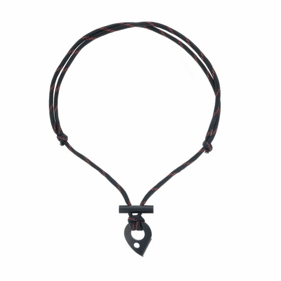 ASR Fire Starter Outdoor Paracord Necklace with Serrated Striker Tool - Black