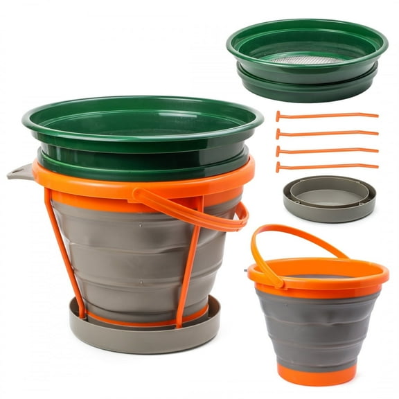 ASR Outdoor 1/2" Classifier Screen Set with 10L Collapsible Bucket Gold Panning Kit