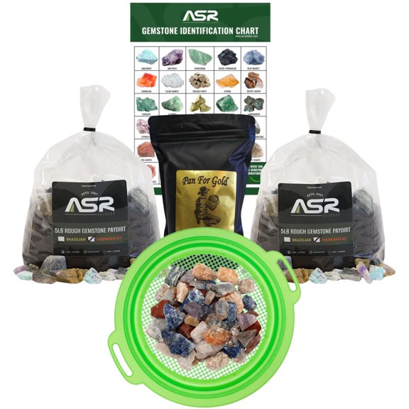 ASR Outdoor 13lb Gemstone Mining Kit Geology Paydirt Classifier Assorted Stones