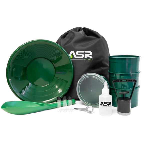 ASR Outdoor 13pc Creekside Gold Panning Kit with Drawstring Backpack and Mini Classifiers